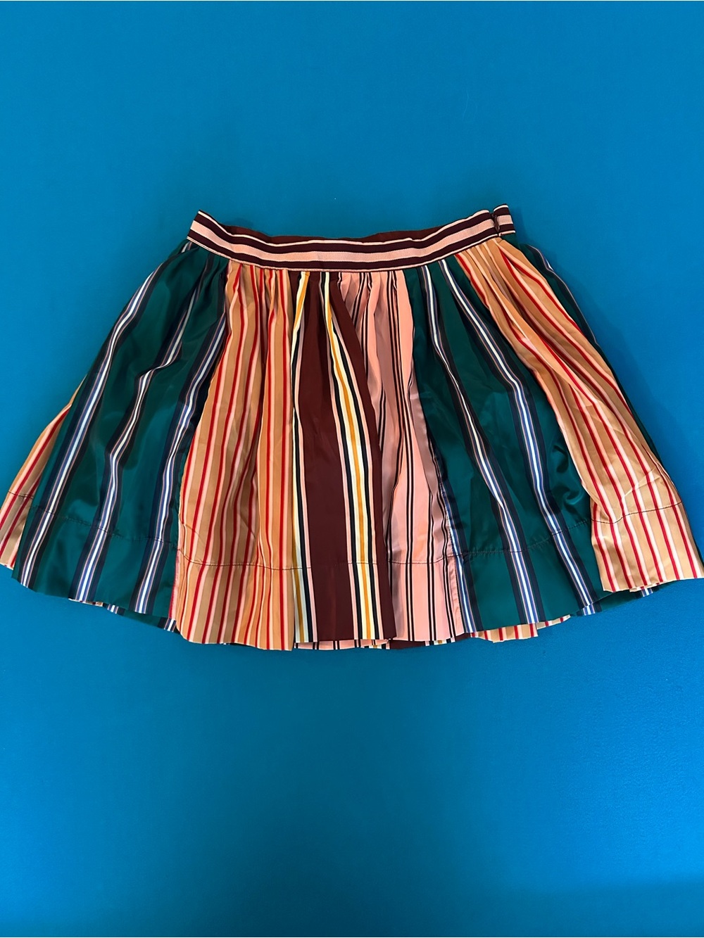 Anthropologie x Maeve Taffeta Striped A-Line Mini Skirt